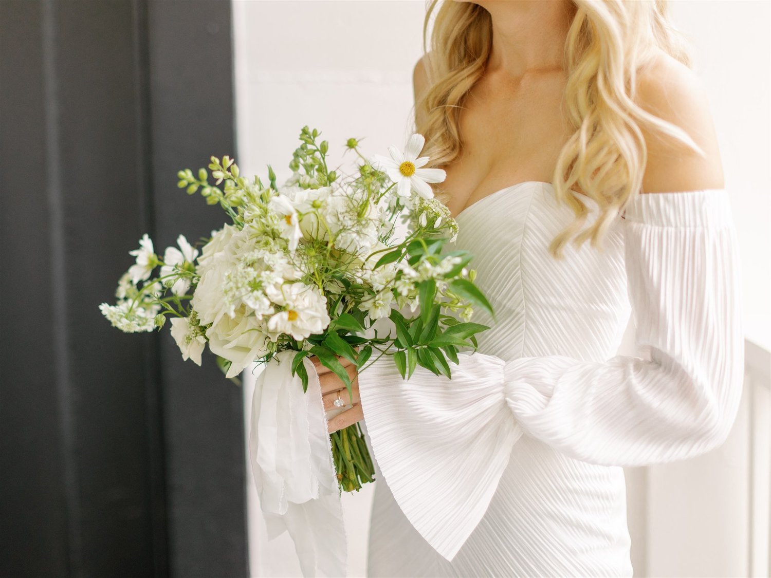 Romantic bridal bouquet with garden roses and greenery
