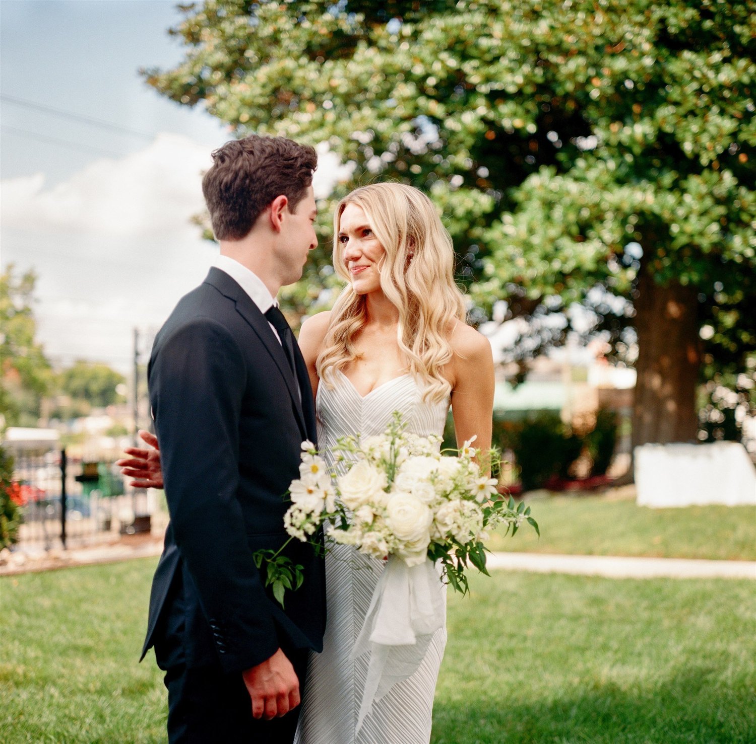 Wedding ceremony floral arch installation