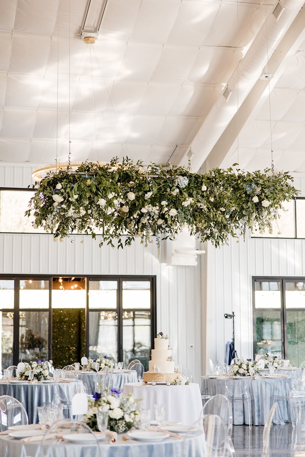 Head table floral design at a wedding reception
