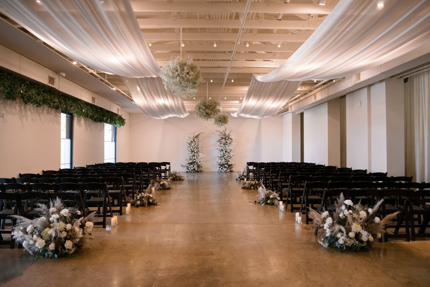Wedding portrait with lush floral bouquet